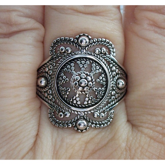 925 STERLING SILVER Rope Beaded Ornate Ring - Picture 12 of 16